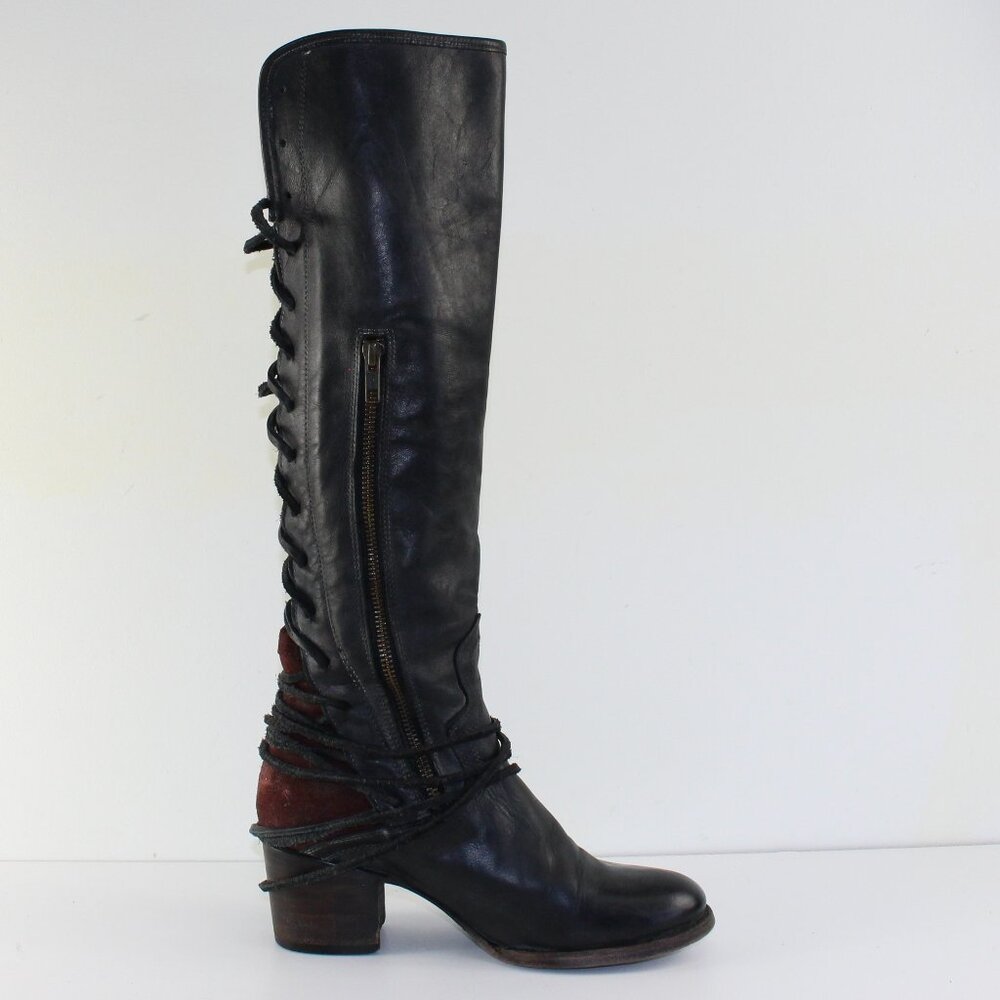 Freebird Steven Coal Tall High Black Black Leather Boots (7 US) - Picture 8 of 11